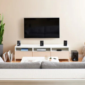 Logitech-Z607-Surround-Sound-Speaker-System-installed-in-a-living-room