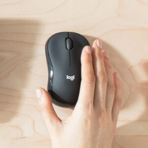 a-hand-holding-a-Logitech-MK295-Silent-Wireless-mouse