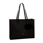 Supanova-Pompom-Ladies-15inch-Laptop-Handbag-Black